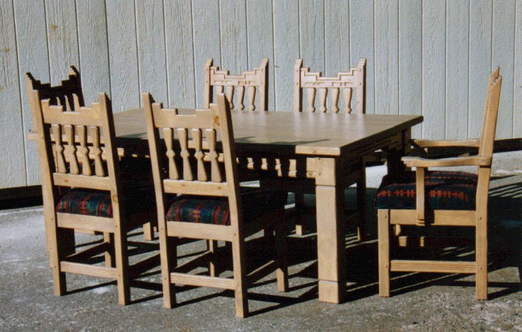Santa Fe Southwest Style Dining Set Tables Chairs China Cabinets Santa Fe Table With Extension