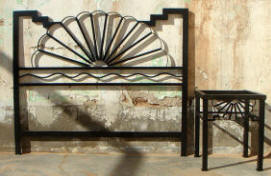Aurora Metal Bed Head Board And Night Table