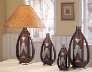 Madera Lamp & Flower Vases Set
