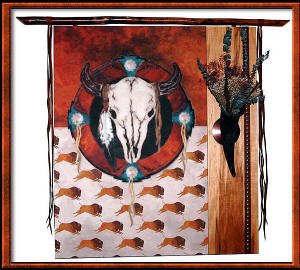 Buffalo Skull Giclee Print Framed, Front View