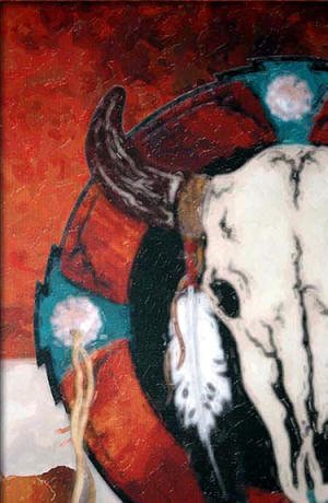 Buffalo Skull Giclee Print Close Up