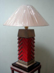 Navajo Table Lamp, Light Desert Sand Stain & Red Accent