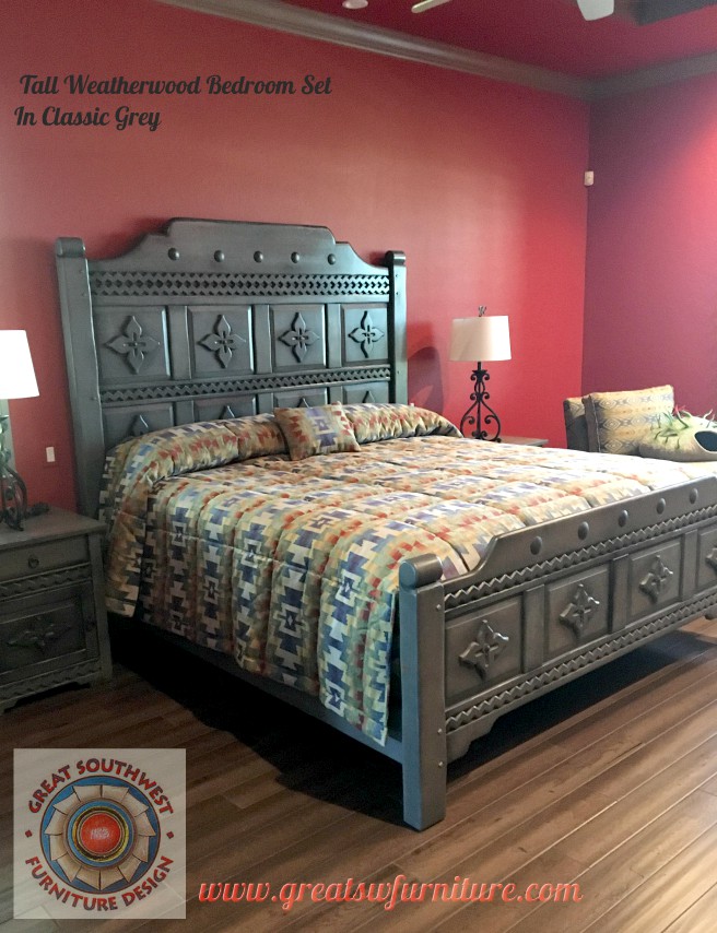 Weathered King Bed 78" Tall