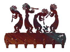 Fluted Trio Of Kokopelli's Key Holder Rack