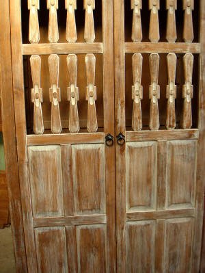 Bow Tie & Spindle Custom Storage Cabinet Close Up