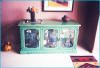 Great Southwest Low Curio Cabinet, Turquoise Stain
