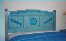 Anasazi Headboard Detail, Blue Stain