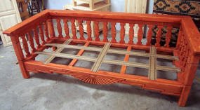 Aurora Sofa In Process, Colonial Maple Stain
