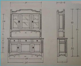 Southwest Mission China Cabinet, Scale Drawing