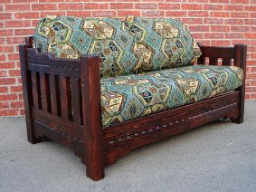 New Mexico Love Seat, Red Mahogany Stain Front