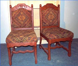 Old World Side Chairs, Fabric Cushion