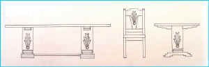 Pueblo Deco Trestle Table And Side Chair Drawing
