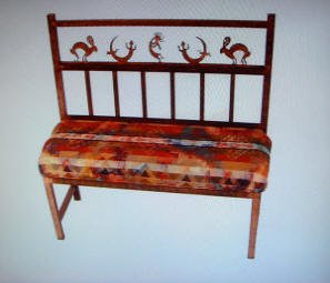 Mimbres & Kokopelli Bench By Sonoran Designs