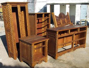 Aurora Special Bedroom Set Being Stained