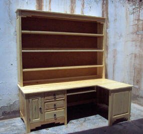 Zuni Computer Desk, Return & Book Case Unit Unfinished