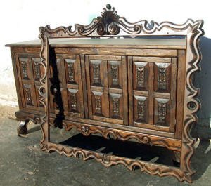 Old World Buffet & Mirror Frame