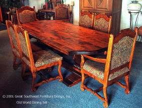 Old World Dining Set, Alder Wood Square Table
