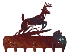 Deer Over Log 12 Inch Key Holder Rack