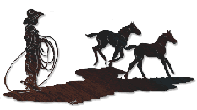 Western Decor, WA-268SC Bucking Trouble Metal Wall Hanging