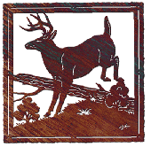 Framed Deer Over Log | Iron Wall Hanging
