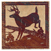 Framed Deer Over Log Metal Wall Hanging